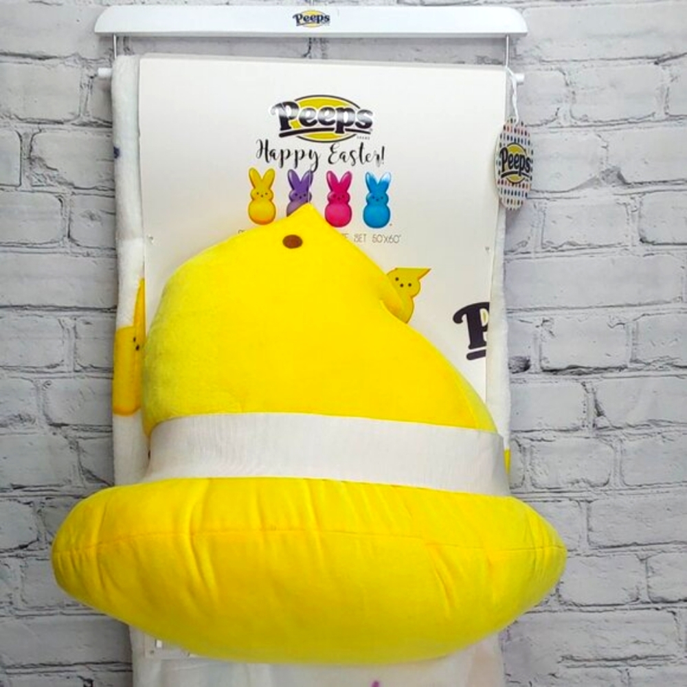 'PEEPS' HUGE MARSHMALLOW 'PEEP' PLUSHIE CHICK & PLUSH THROW BLANKET SET 50 × 60